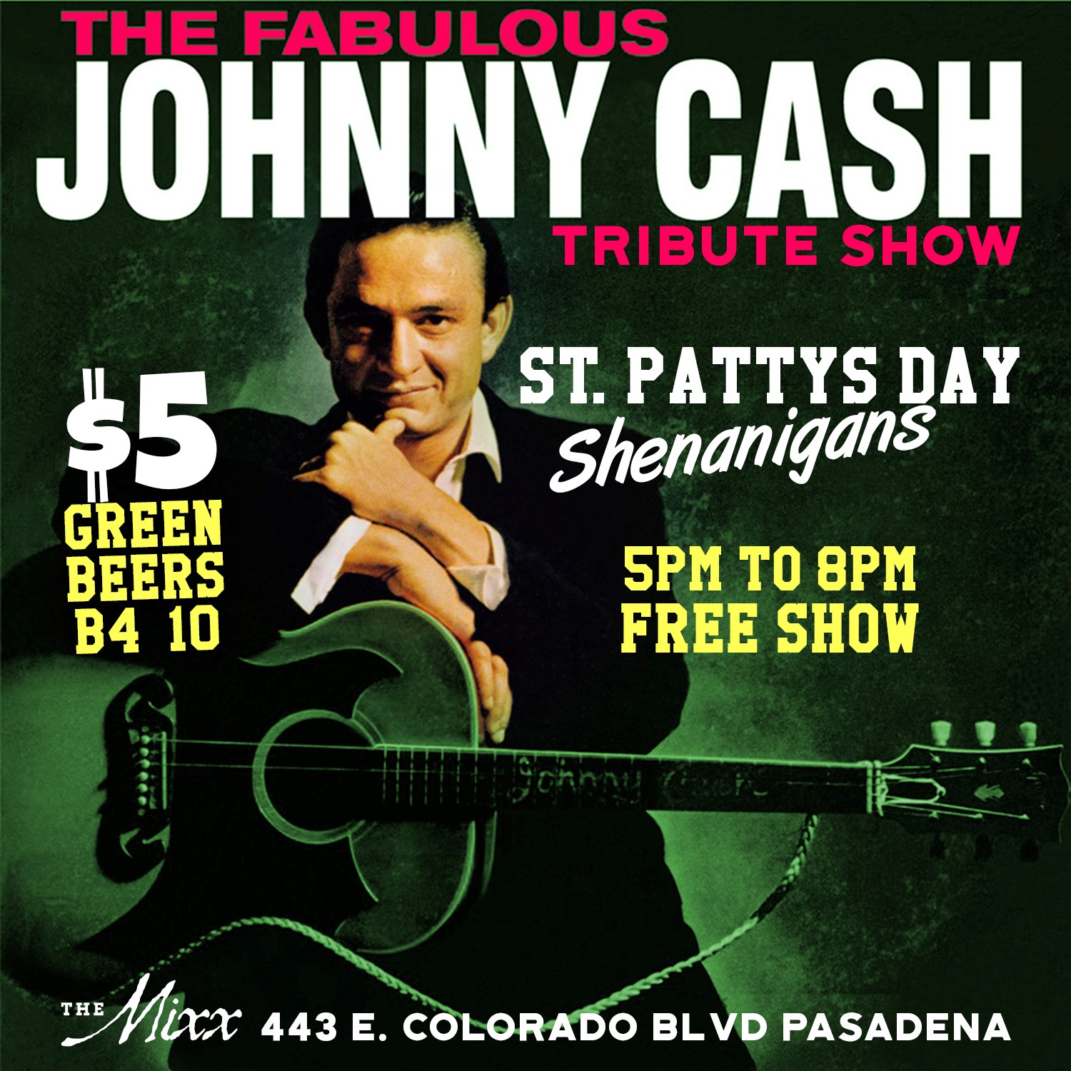 You are currently viewing FREE LIVE TRIBUTE TO JOHNNY CASH and St Patys Day Happy Hours Show!