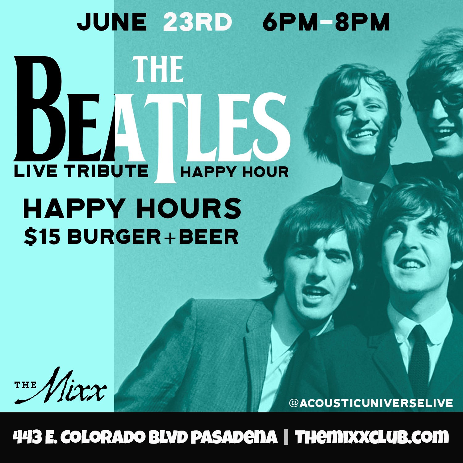 You are currently viewing FREE BEATLES LIVE TRIBUTE & HAPPY HOURS