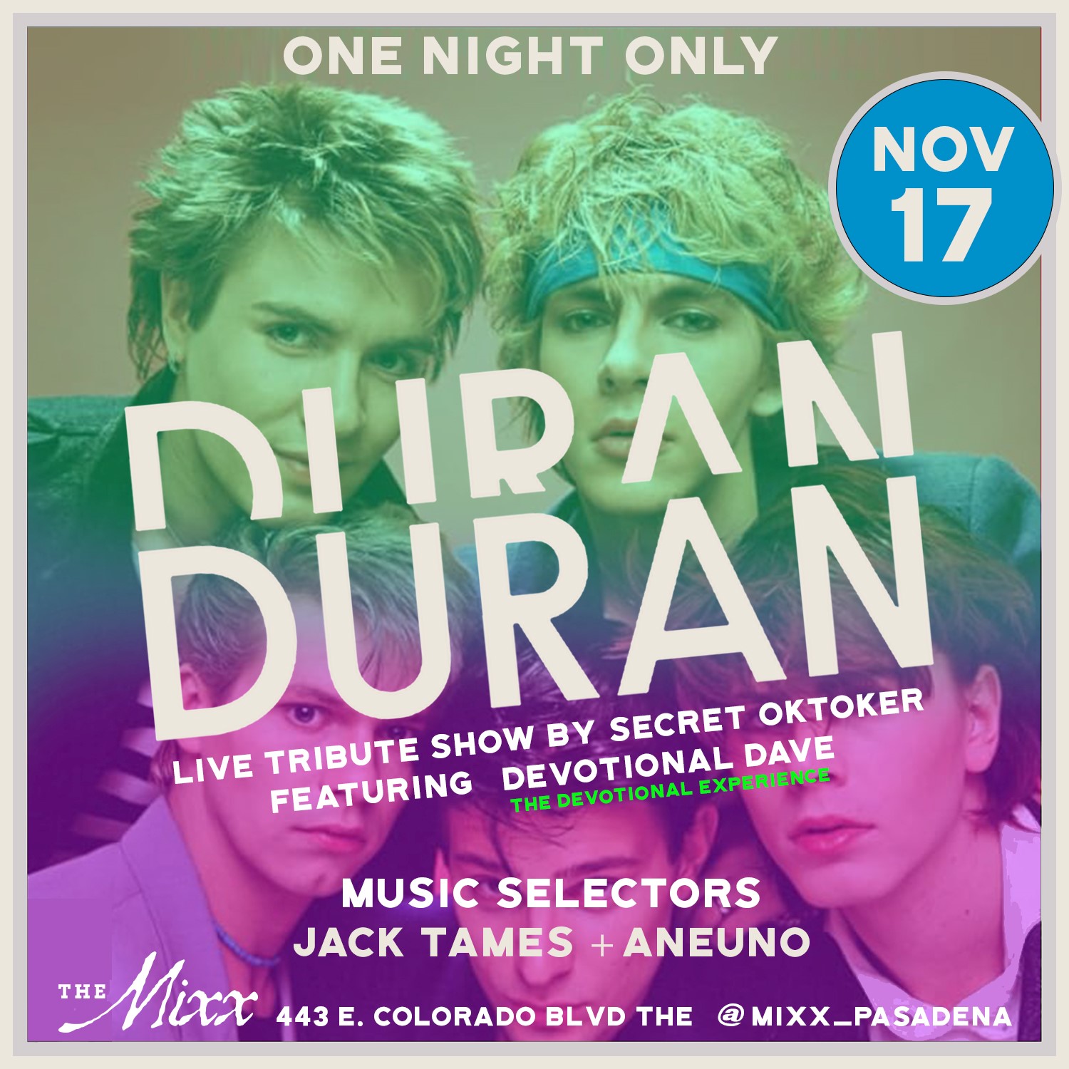 You are currently viewing DURAN DURAN Live Tribute Show ONE NIGHT ONLY !