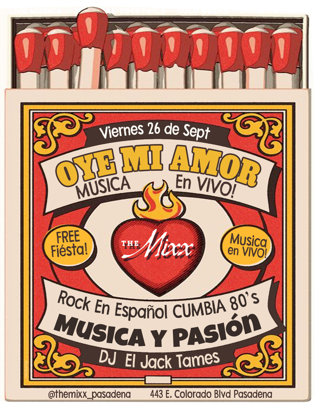 You are currently viewing OYE MI AMOR, Musica Passion y Rock en Español, Cumbias 80s en VIVO!