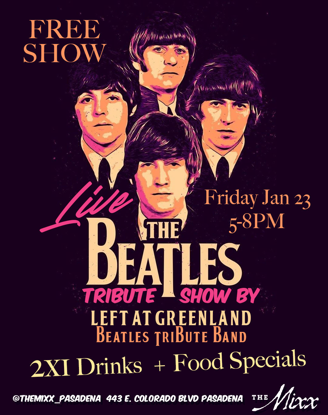 You are currently viewing FREE – Live Tribute to The Beatles by Left and Greenland Tribute band