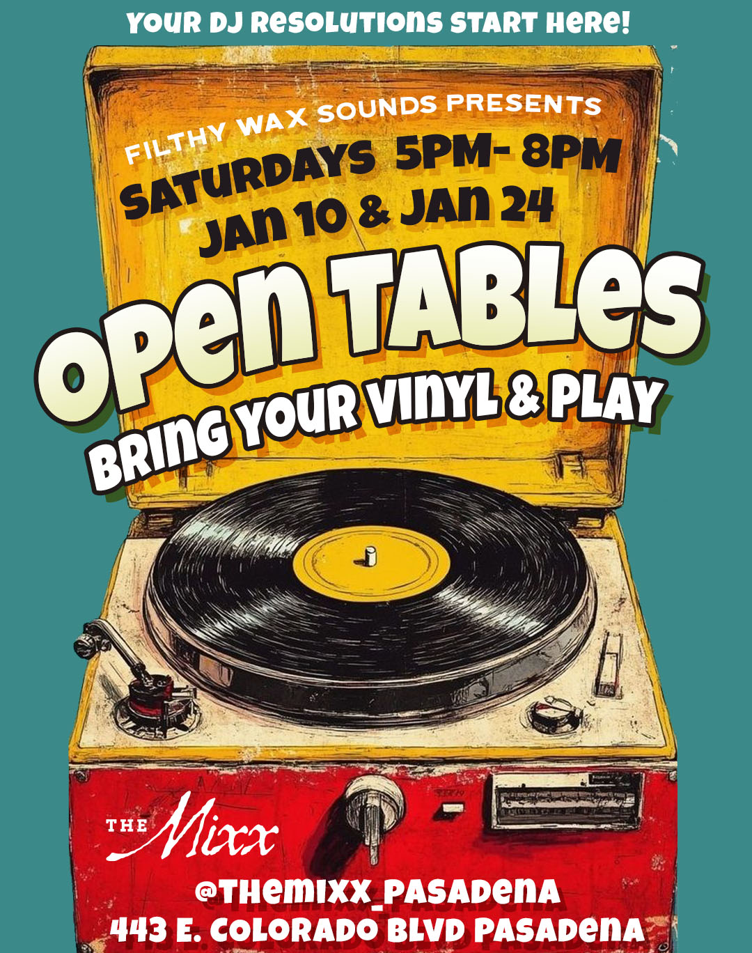 You are currently viewing OPEN TABLES – Bring your vinyl & Play, open format & Happy Hours